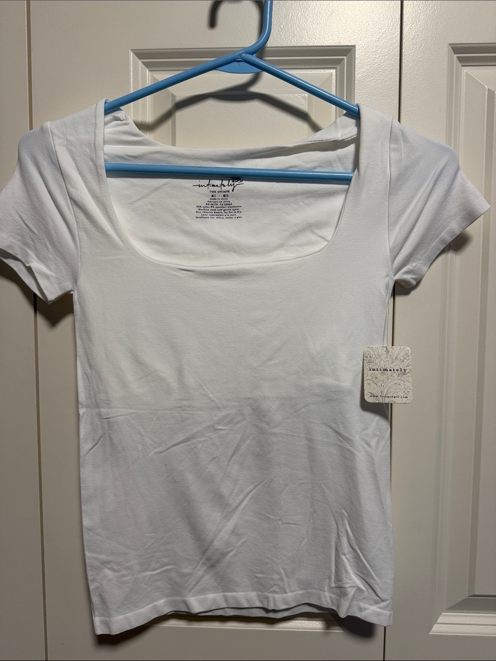 Free People Clean Lines Scoop Neck White Short Sleeve Tee